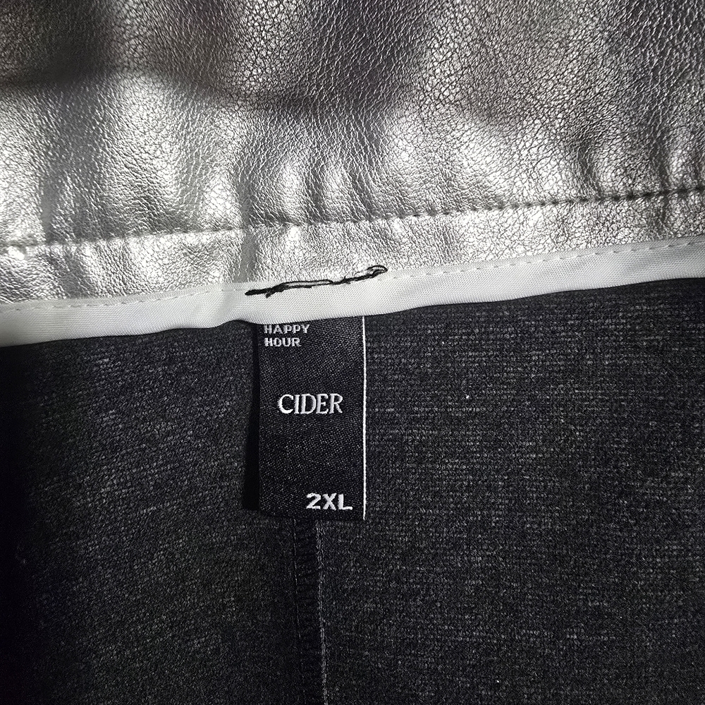 🍎 Faux Leather Contrasting Binding Pleated Mini Skirt Plus Size 2x / 20 - Picture 5 of 7